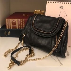Mini black leather crossbody